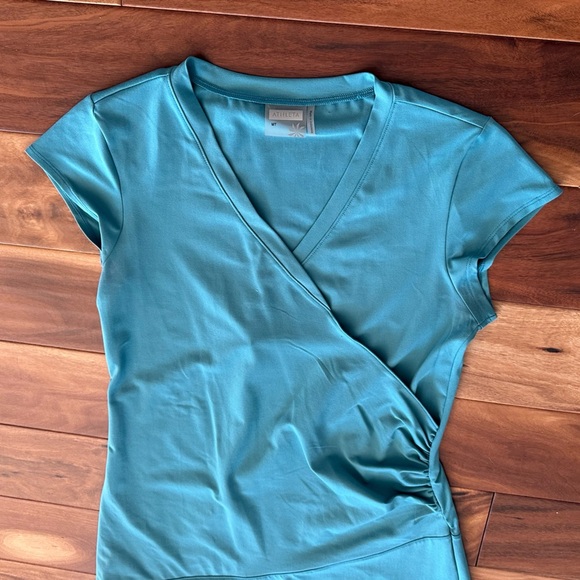 Athleta Aqua V-Neck Faux Wrap Midi Dress size MT - Picture 2 of 3